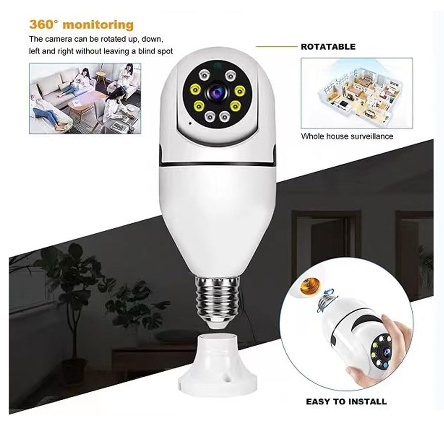 V380 Pro Fisheye 360 Degree Panoramic Wireless WiFi IP CCTV Security Camera (Pack of 1) V380 Pro Fisheye 360 Degree Panoramic Wireless WiFi IP CCTV Security Camera (Pack of 1)